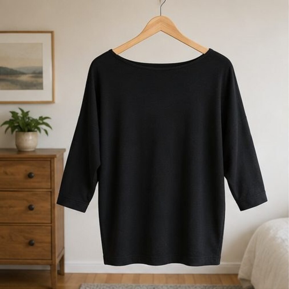 Black Boat Neck Dolman Top